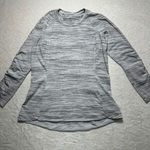 Lululemon Runderful Size 10 Top Long Sleeve Space‎ Dye Gray White Silver Spoon